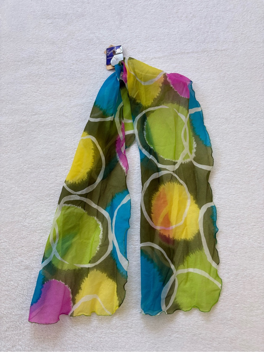 Vintage Colorful Circle Print Lightweight Scarf - Multi